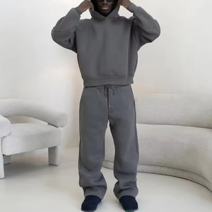 2025 chándal Unisex fabricante peso pesado en blanco sudaderas con capucha y pantalones de chándal conjuntos personalizados francés Terry chándal para hombre - Product Image 2