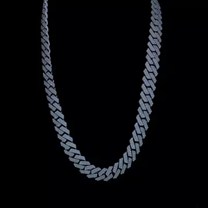 Moissanite Diamond 18mm Dos filas Iced Out Chain Hip Hop Rhombus Cadena de eslabones cubanos 925 Sterling Siver - Product Image 1