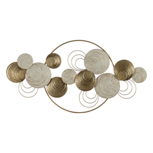 Art mural en métal de qualité supérieure, art mural moderne en cercle et en ligne, décoration murale en fer vert or pour le salon, décoration de bureau - Product Image 6