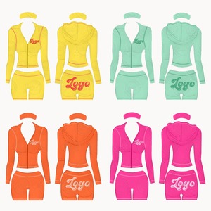 2025 ensemble à capuche logo personnalisé femmes tenues entraînement Fitness 2 pièces short ensemble Yoga veste Shorts survêtement ensemble 2 pièces femmes - Product Image 1