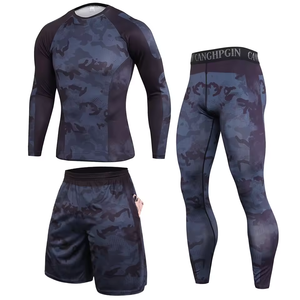 Ensemble de trois pièces de sport personnalisé : Leggings de sport avec poches profondes, short de compression avec poche, et ensemble Rash Guard pour garçons 2026 - Product Image 5