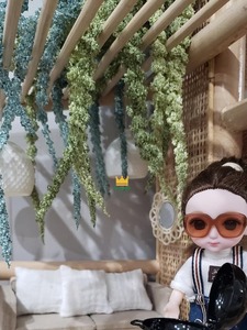 Belle maison de poupée en rotin PC miniature éducative avec accessoires de meubles jouet souvenir pour filles - Product Image 6