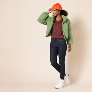 Pantalons en gros pour femmes, coupe slim droite, brodés, 100% coton, séchage rapide, jeans respirants, décontractés, hip-hop, bouton central - Product Image 6