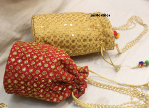 Bolsa de Potli bordada hecha a mano india para mujer, bolsa de trabajo con lentejuelas, bolsa de Potli con cordón, recuerdo de boda, regalo de devolución, regalo de fiesta - Product Image 3