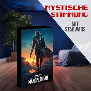 Tableau sur toile lumineux The Mandalorian Nightfall avec cadre en bois noir - Product Image 6