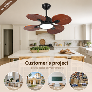 33 Inch Dimmable <b>Ceiling</b> Fan with <b>Light</b> and <b>Remote</b>, Wood Blade Flush Mount Low Profile Fan with Quiet DC Motor - Product Image 3