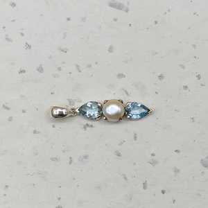 Juego de puntas de perlas de Topacio Azul, colgante de diseñador bohemio de plata fina 925 raro hecho a mano con piedras naturales - Product Image 3