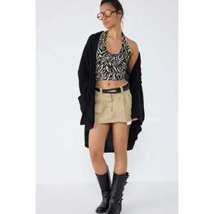 Top Corto con Estampado de Cebra, Estilo Casual, Inspiración Vintage, Tejido de Algodón de Seda Satinada de Alta Calidad, Disponible en Talla XL, Varias Temporadas - Product Image 3