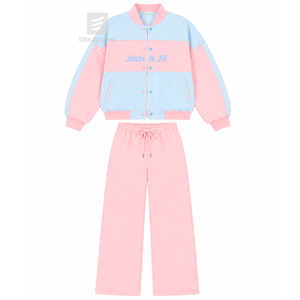 Ensemble de sport respirant personnalisé Jack and Jill of America avec logo brodé sur le devant, ensemble en molleton bleu ciel et rose à manches longues pour femme - Product Image 1