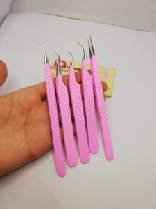 Pestañas de alta calidad sostenibles, herramientas de belleza para pestañas, pinzas para pestañas recubiertas de Color rosa, pinzas personalizadas de gran venta para pestañas - Product Image 2