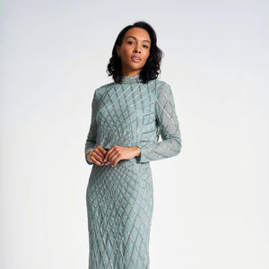 New Ladies Elegant Floor-Length Formal Evening <b>Prom</b> <b>Party</b> Club Gown with Embroidery Sequined Pearls - Product Image 1