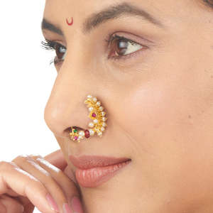 แหวนจมูกทองคำ Sanskruti สำหรับผู้หญิง - เครื่องประดับแฟชั่น - Product Image 1