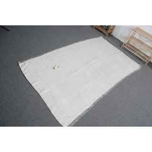 Alfombra Turca Vintage con Acentos Turcos, 6.4x3.5 pies, Alfombra con Borde Blanco de Lana - Product Image 4