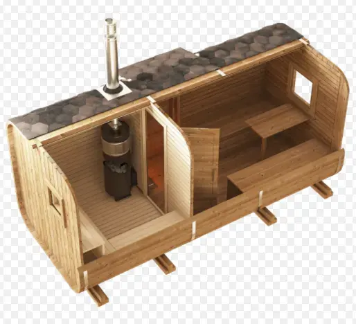 Sauna de queima de madeira ao ar livre, sauna tradicional de queima de madeira, quarto com vapor molhado, 2022