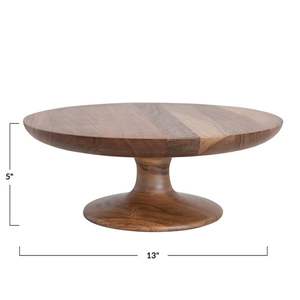 SUPPORT D'OPTIMISATION Haute Qualité Vente à Chaud en Bois d'Acacia Pied Haut Plateau Rond en Bois Support à Gâteau pour Servir Gâteaux et Fruits - Product Image 4