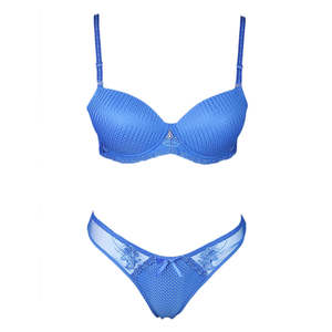 Conjunto de sujetador y bragas elegantes para mujer - Azul - Product Image 1