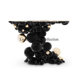 Table console en métal de grande taille de conception de bulle Table énorme de côté peu coûteuse couleur noire enduite de poudre dernière arrivée Look royal - Product Image 1