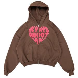 Nueva venta al por mayor de los hombres originales de gran tamaño Hip Hop Full Zip Up Hoodie de alta calidad de moda Hoodie Low MOQ transpirable Zip Up Hoodie - Product Image 3
