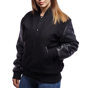 Nueva Chaqueta Universitaria de Cuero para Mujer, con Logotipo Bordado, Estilo Urbano, Chaqueta Universitaria Corta para Mujer, Servicio OEM - Product Image 1