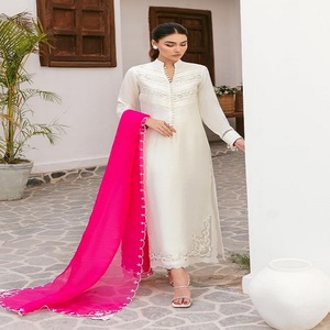 ชุดสูท Salwar Kameez สำหรับผู้หญิง,เสื้อผ้าผู้หญิงปากีสถานชุดปักลายชุดอินเดีย Dupatta - Product Image 2