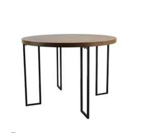 Table basse intelligente ronde moderne avec dessus en bois de pin et noyer et base en métal pour l'ameublement de la maison Table d'appoint en bois pour le salon - Product Image 3