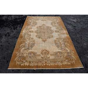 Clásico Beige Marrón 5,4X8,8 pies Vintage Alfombra turca Patchwork Lana Faux Rabbit Fur Látex Rectángulo Pasillo para uso en la cabecera - Product Image 1