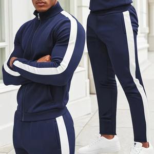 Survêtement uni en coton vierge avec logo personnalisé pour hommes, boxy court, sweat à capuche zippé et pantalon de survêtement évasé, ensemble de survêtements pour hommes - Product Image 3