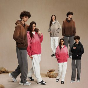 Sudadera con Capucha de Alta Calidad de 450 g/m², Estilo Retro Urbano para Hombre, Talla Grande, Degradado, Lavado Ácido, Felpa Francesa, Tinte Personalizado por Pulverización, Otoño, Color Sólido - Product Image 2