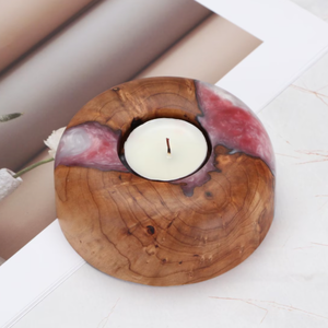 Portavelas de madera y resina, soporte artístico para luz de té, decoración moderna para el hogar, regalo para Navidad y agradecimiento TAIMARS - Product Image 3