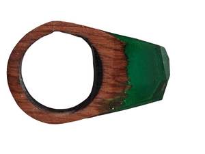 Blue Modern Luxury Wooden Resin Jewelry <b>Ring</b> <b>Storage</b> with Hexagonal Base Customized Designs and Handcrafted Epoxy Finish - Product Image 3