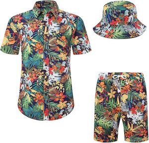 Conjuntos Deportivos de Punto Transpirable para Hombre, Camisas Casuales con Botones, Pantalones Cortos, Conjuntos Cortos Hawaianos de Verano, Cómodos - Product Image 1