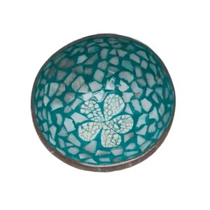 Tazón de coco pulido con esmalte craquelado de nuevo diseño al por mayor con mosaico de ratán, cuencos ecológicos hechos en Vietnam gratis para fiestas - Product Image 3