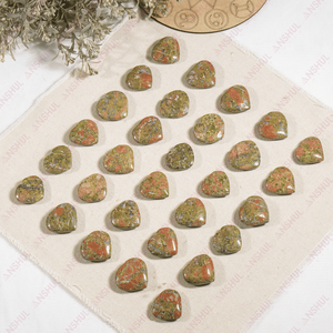 Superbe Qualité, Couleur Marron, Unakite Naturelle Guérisseuse, Mini Cœurs Gonflés Amour & Religion, 1 pouce, Prix de Gros - Product Image 4
