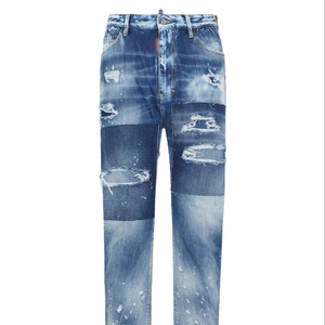 Jeans rasgados lavados con ácido para hombres para uso diario y casual - Product Image 1