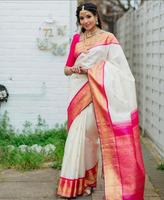 Sari en soie de créateur dernier cri avec Rich Pallu & Jacquard Work All Over Party Wear