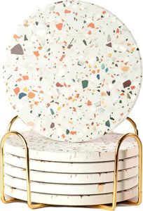 ชุดที่รองแก้วหินอ่อนและไม้ทรงสี่เหลี่ยมสีขาวและน้ำตาลโต๊ะรับประทานอาหารชุดหินอ่อนเหมาะกับทุกประเภทผู้จำหน่ายจำนวนมาก - Product Image 5