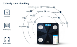 เครื่องชั่งน้ำหนักดิจิตอลอัจฉริยะ วัดไขมันในร่างกาย พร้อม SDK ฟรี หน้าจอกระจกนิรภัย ใช้พลังงานจากแบตเตอรี่ วัดแคลอรี่ รองรับแอพพลิเคชั่น ความแม่นยำ 0.1 กก. รับน้ำหนักได้สูงสุด 180 กก. - Product Image 3