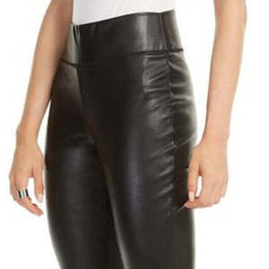 INC International Concepts Pantaloni casual da donna a vita alta in ecopelle, modello skinny, neri, taglia 0 Petite - Product Image 2
