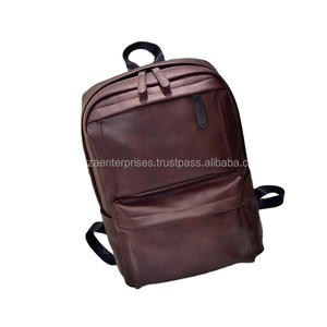 Mochila de cuero negro con cierre de cremallera, mochila escolar de estilo informal preppy para chicas adolescentes, estudiantes de secundaria - Product Image 1