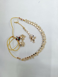 Joyería religiosa de la India hermosa gargantilla estilo Mehendi diseño polaco desgaste de fiesta espejo antiguo gargantilla collar conjunto - Product Image 2