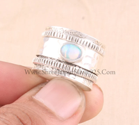 Bague tournante en argent sterling plaqué or 18 carats avec zircon éthiopien, style bohème, pour la méditation et la réflexion, taille personnalisable, unisexe