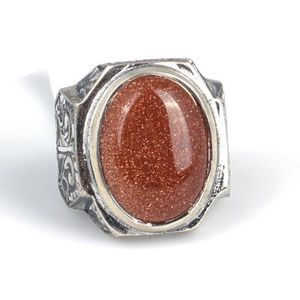 Men's 925 <b>Sterling</b> <b>Silver</b> <b>Ring</b> Oval Star Stone <b>Set</b> in Bezel Setting Pen-Shaped for Everyday Wear - Product Image 2