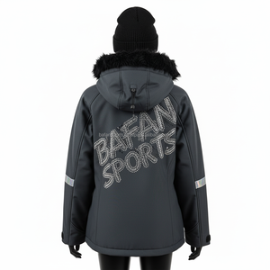 Chaqueta Softshell para mujer, térmica, a prueba de viento, impermeable, tela elástica, diseño de Panel, logotipo personalizado bordado, chaqueta Softshell para mujer - Product Image 2