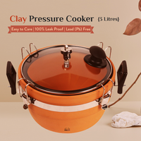 Casserole en terre cuite classique à basse pression, double poignée, couvercle en verre trempé brun, 3-5 litres, fond plat, antiadhésif, écologique et de qualité supérieure