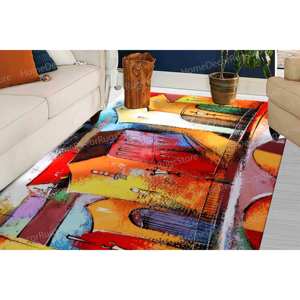 Colorful City Painting Printed <b>Rug</b> - Modern Salon Decor Gift <b>Rug</b>,Luxury <b>Velvet</b> <b>Rug</b> - Product Image 2