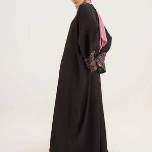 2024 Demure personnalisé musulman froncé Abaya manches longues volants Eid Abaya dubaï vêtements islamiques haute qualité Abaya pour les femmes - Product Image 2
