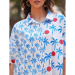 Vintage Oversized Asymmetrical Long <b>Shirt</b>-Loose Fit Poplin & Knitted Fabric Button Detail Casual <b>Western</b> Style - Product Image 5