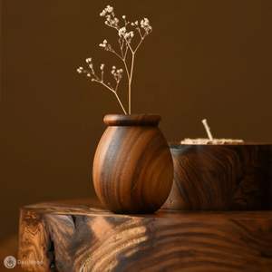 Portavelas cilíndrico de madera pulida hecho a mano, decoración para el hogar, Navidad, cumpleaños, San Valentín, Rani Industries RI263, 1 color - Product Image 6