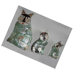 Adorno de Gato con Concha Marina Verde, Tamaño Mixto 25cm, Motivo Animal, Joyería para Decoración del Hogar, Juego - Product Image 2
