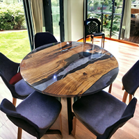Table à manger/à café de luxe moderne en résine et bois d'acacia, faite à la main, résistante à l'eau, pour usage intérieur, décoration de la maison, salon, retraite, Diwali